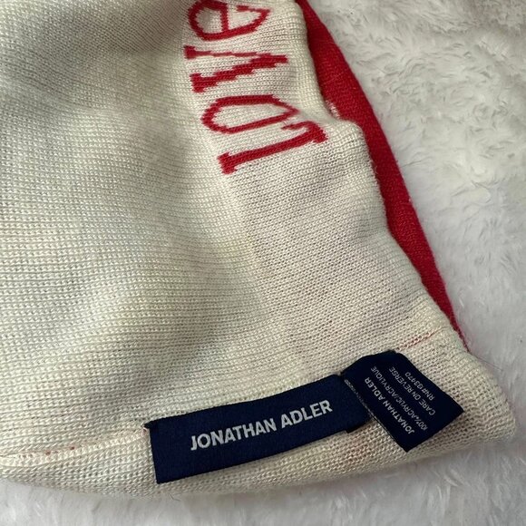 Share Jonathan Adler Peace Love Reversible Pink Winter Beanie One Size - Picture 7 of 9